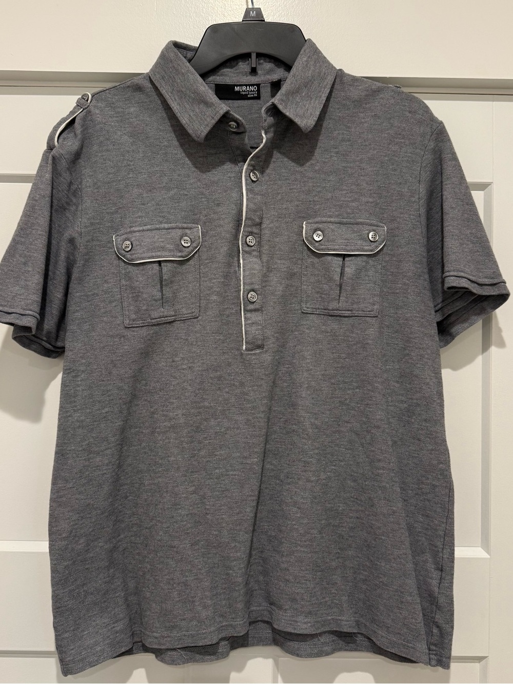 Murano Men's Liquid Luxury Short Sleeve Polo Size XL Gray Cotton